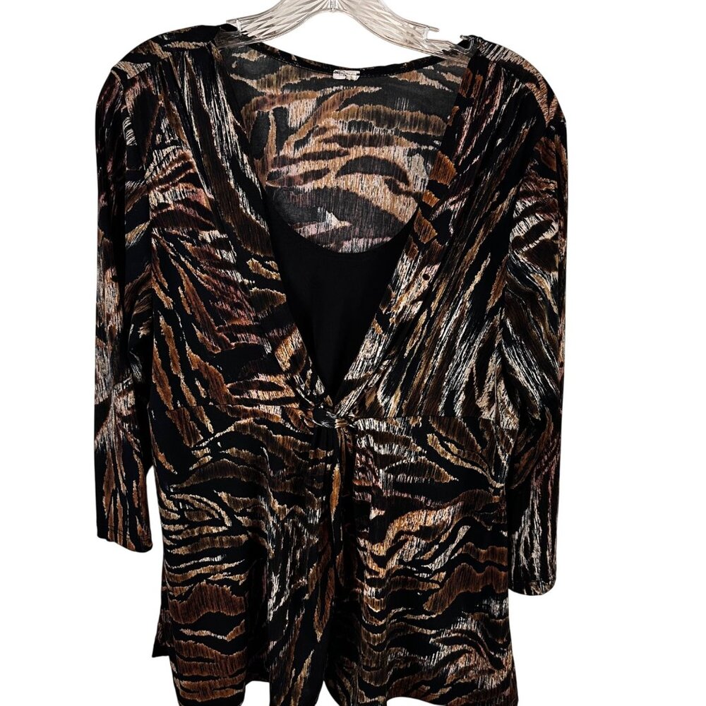 Womens Top Size XL Animal Print Stylist 3/4 Length Sleeve Polyester